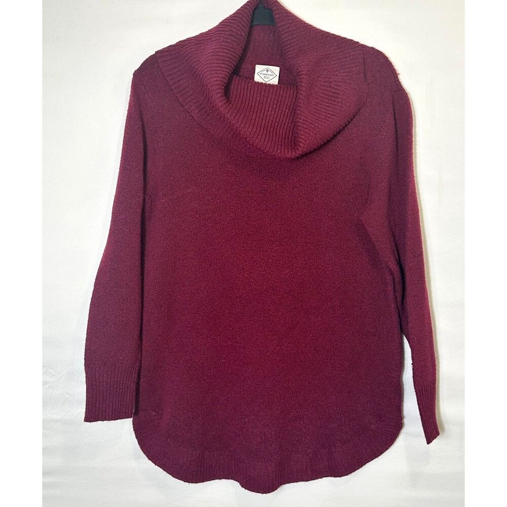 St. John's Bay Women's Wine Colored Oversized Cowl Neck Sweater SZ M Long Sleeve